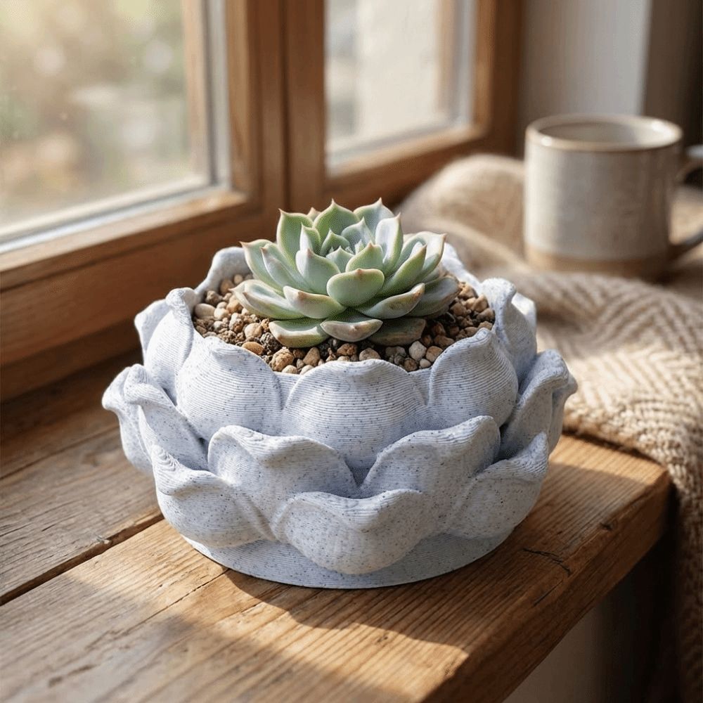 Echeveria Succulent - وعاء نباتات عصارية على شكل زهرة
