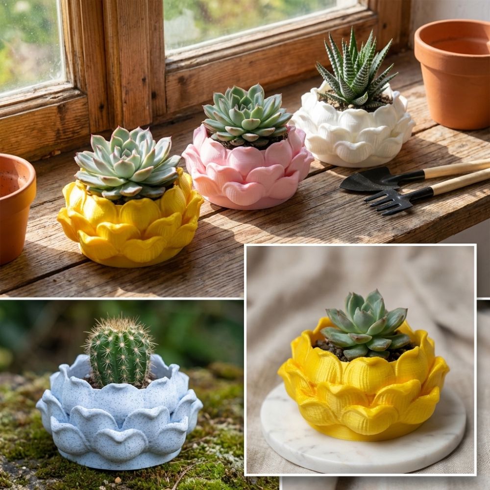 وعاء نباتات عصارية على شكل زهر - مراجعة Echeveria Succulent وسعره
