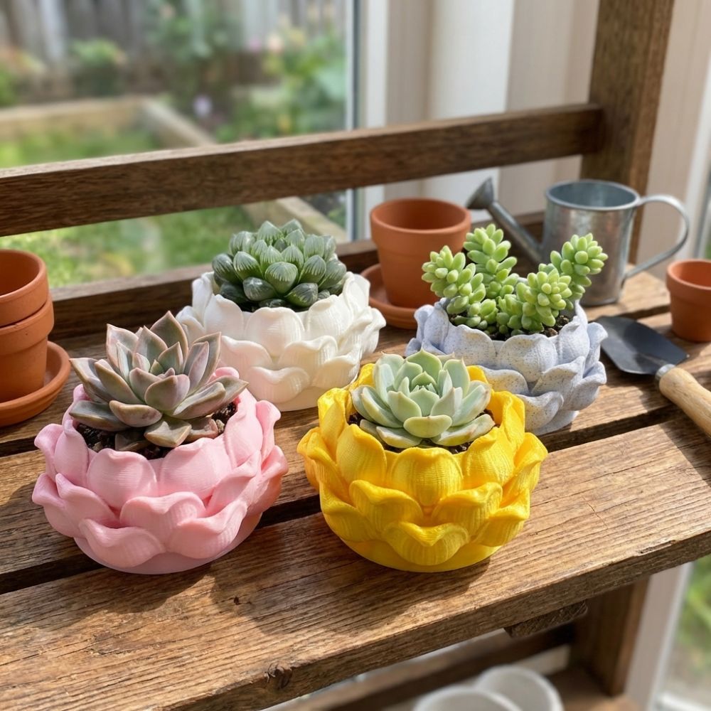 وعاء نباتات عصارية على شكل زهر - مراجعة Echeveria Succulent وسعره